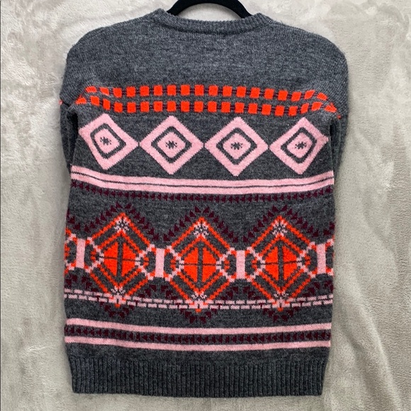 J.CREW | XXS WOMENS |  WOOL SWEATER in GREY BOLD` GEOMETRIC PATTERN 77366 - Picture 9 of 10
